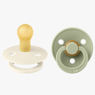 Bibs Ronde speen 2-pack natuurrubber Ivory/Sage - Maat 2