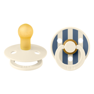 Bibs Ronde speen 2-pack natuurrubber Studio Colour Ivory/ Steel Blue - maat 1