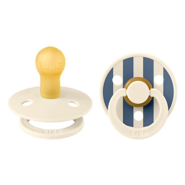 Bibs Ronde speen 2-pack natuurrubber Studio Colour Ivory/ Steel Blue - maat 1