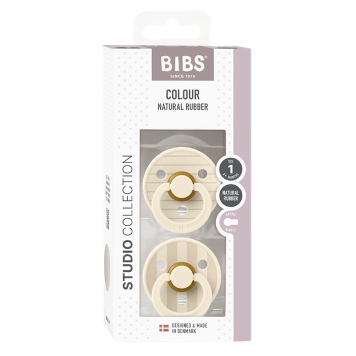 Bibs Ronde speen 2-pack natuurrubber Studio Colour Ivory/ Vanilla - maat 1