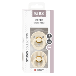 Bibs Ronde speen 2-pack natuurrubber Studio Colour Ivory/ Vanilla - maat 2