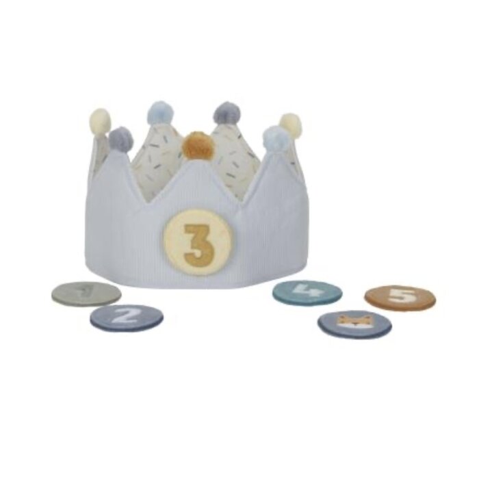 Little Dutch Verjaardagskroon van stof met cijfers blauw