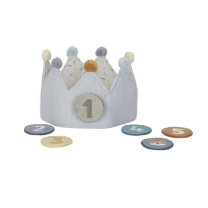 Little Dutch Verjaardagskroon van stof met cijfers blauw