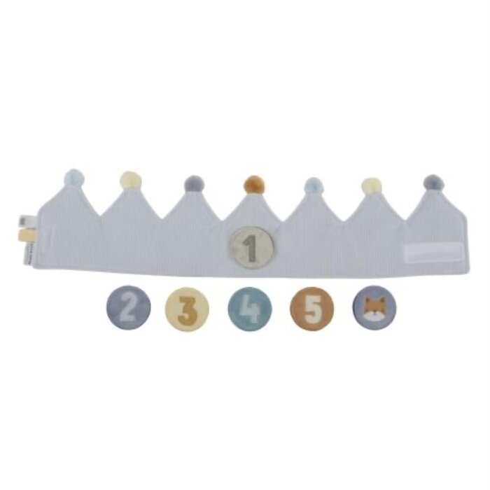 Little Dutch Verjaardagskroon van stof met cijfers blauw