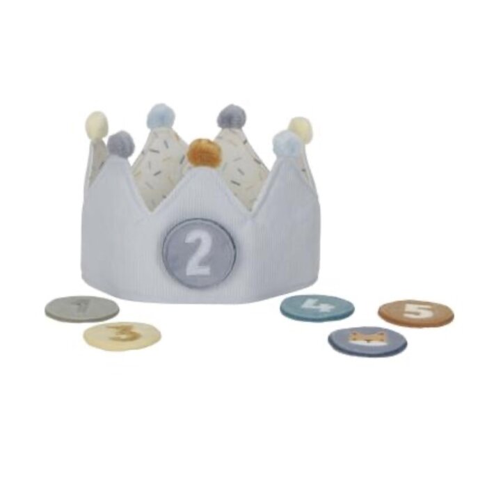 Little Dutch Verjaardagskroon van stof met cijfers blauw