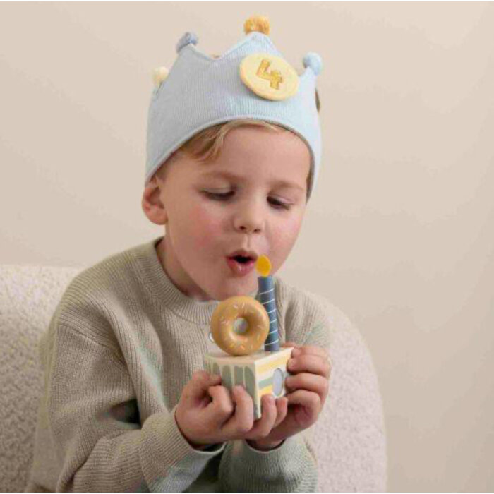 Little Dutch Verjaardagskroon van stof met cijfers blauw