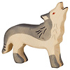 Houten wolf, huilend L.11 cm