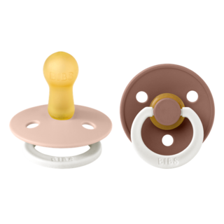 Bibs Ronde speen 2-pack natuurrubber Glow Blush /Woodchuck - maat 1