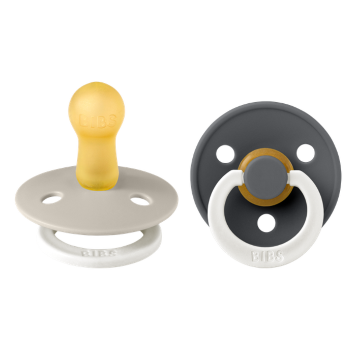 Bibs Ronde speen 2-pack natuurrubber Glow Sand/Iron - maat 2