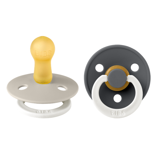 Bibs Ronde speen 2-pack natuurrubber Glow Sand/Iron - maat 2