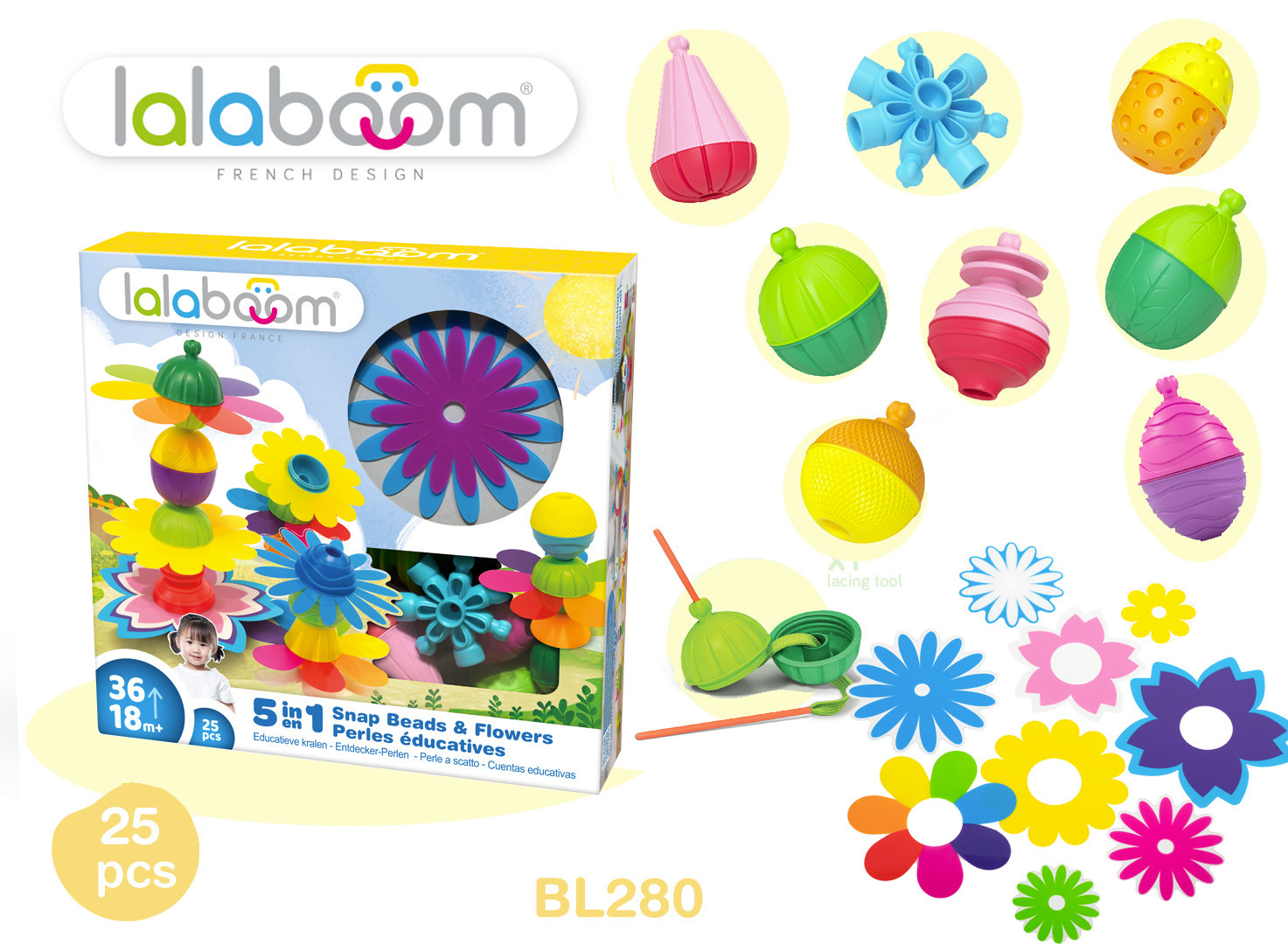 Lalaboom Lalaboom - Kralenset met Bloemen (25 st)