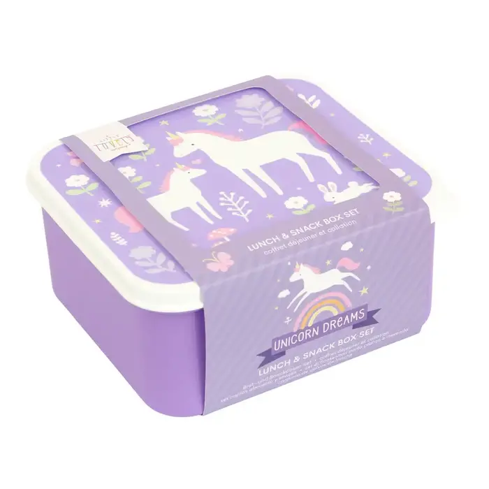 A Little Lovely Company Lunch & snack box set: Unicorn Dreams