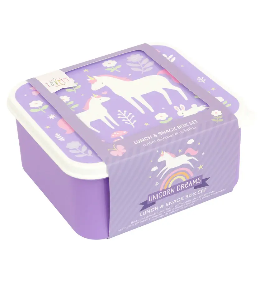 A Little Lovely Company Lunch & snack box set: Unicorn Dreams