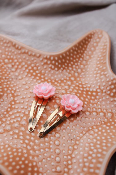 Little Yune Haarknipjes Duo Pioen roze 4cm