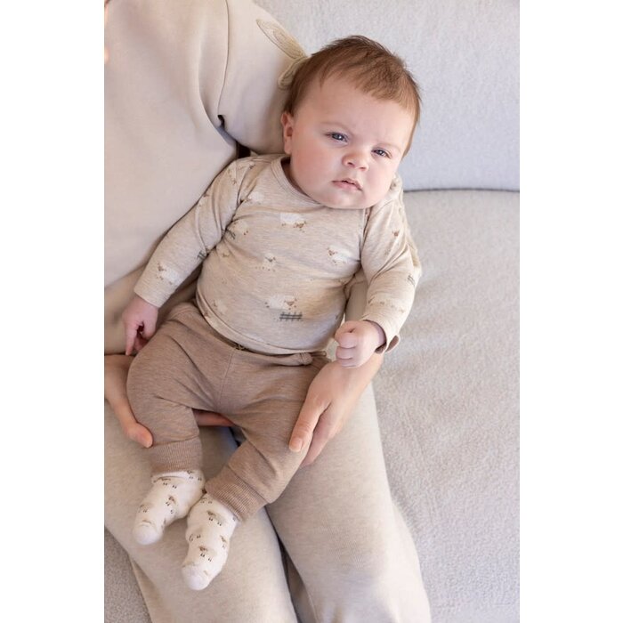 Feetje Longsleeve AOP Taupe melange - Sleepy Sheepy