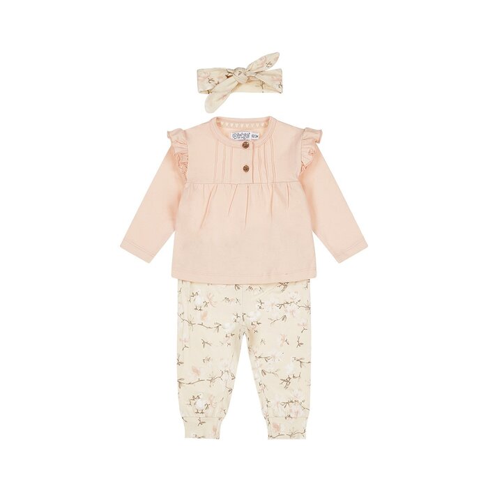 Dirkje 2 pce babysuit + headband Light pink