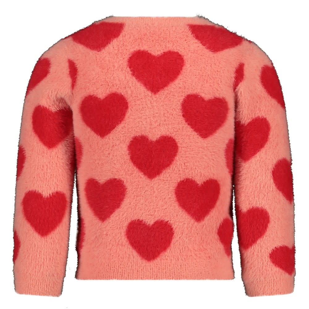 Jubel Vest gebreid AOP l.Roze - Queen Of Hearts