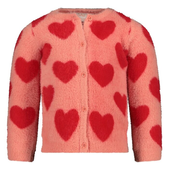 Jubel Vest gebreid AOP l.Roze - Queen Of Hearts
