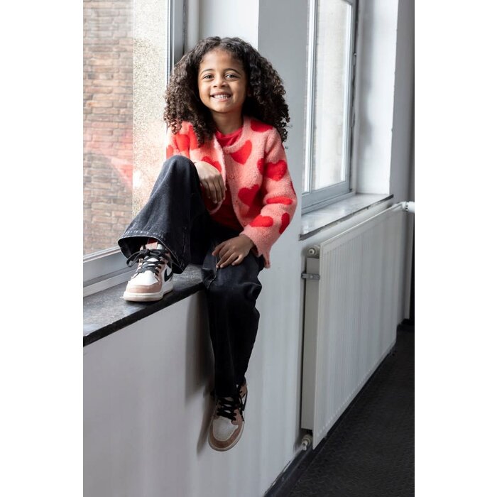 Jubel Vest gebreid AOP l.Roze - Queen Of Hearts