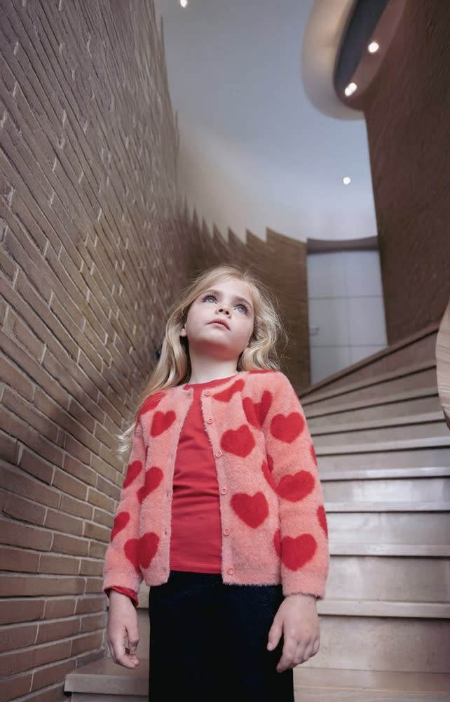 Jubel Vest gebreid AOP l.Roze - Queen Of Hearts