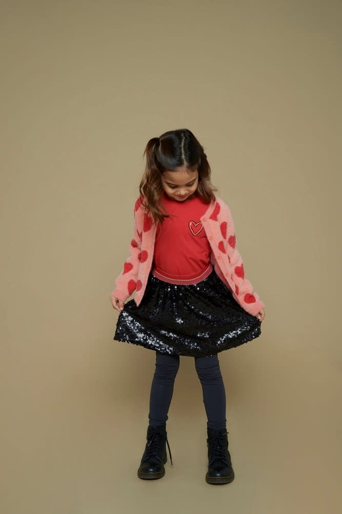 Jubel Vest gebreid AOP l.Roze - Queen Of Hearts