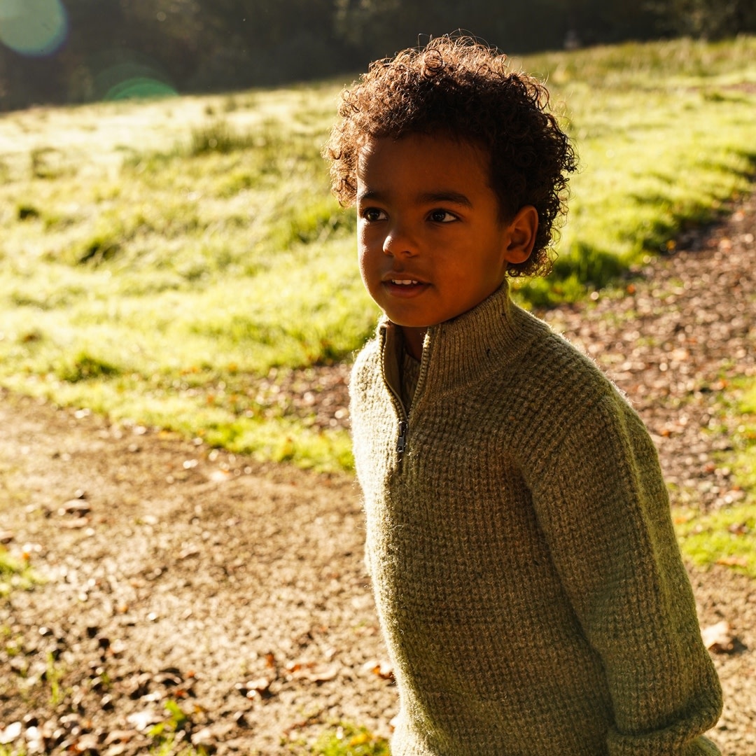 Koko Noko Sweater with collar Dusty green