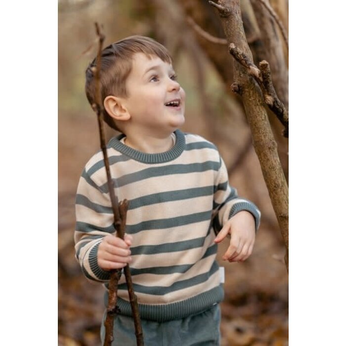 Little Dutch Gebreide trui Balsam Green Stripe