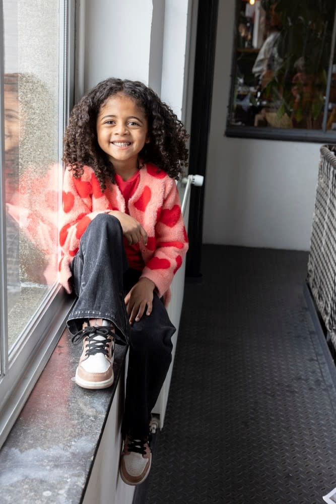 Jubel Vest gebreid AOP l.Roze - Queen Of Hearts