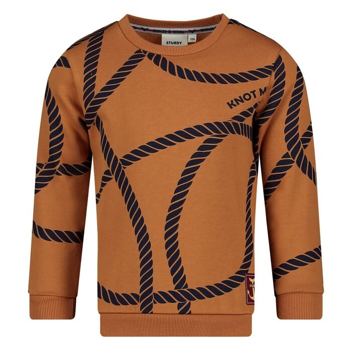 Sturdy Sweater AOP Hazelnoot - Waves and Whales