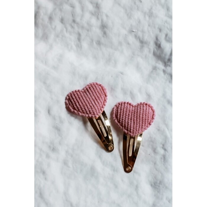 Little Yune Haarspeldjes - Cuddle Hearts | Dusty Rosé - 2 speldjes