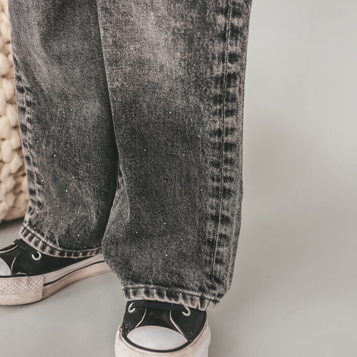 Your Wishes Stretch Denim | Wide Leg Glitter Jeans Acid Grey