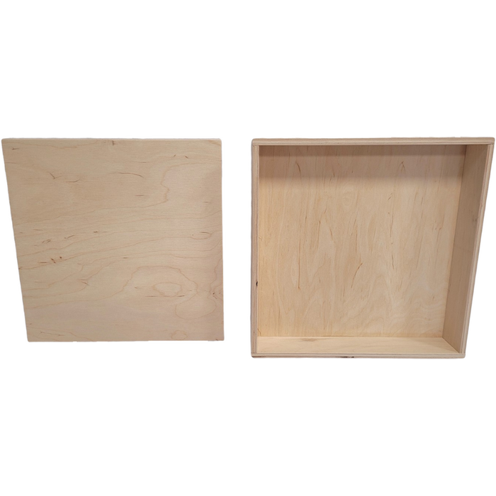 Houten speelbak met deksel (25x25x5 cm)