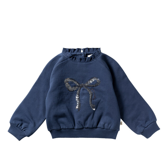 Your Wishes Bow | Ruffle Sweater Insignia Blue