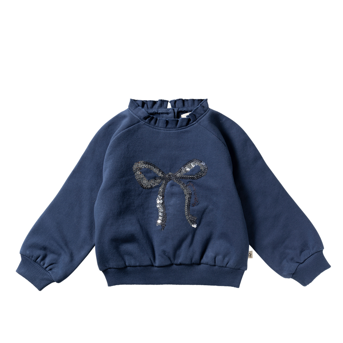 Your Wishes Bow | Ruffle Sweater Insignia Blue