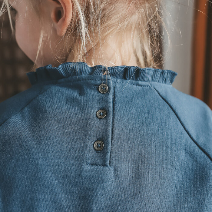 Your Wishes Bow | Ruffle Sweater Insignia Blue