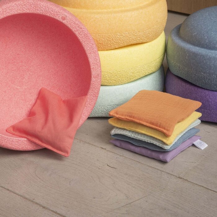 Little Botanic label Sensorische pittenzakjes - Pastel - 6 stuks