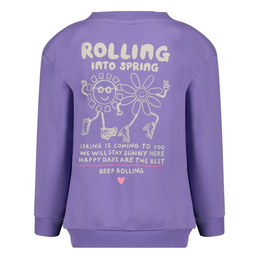 Jubel Sweater met backprint Paars - Rolling into Spring
