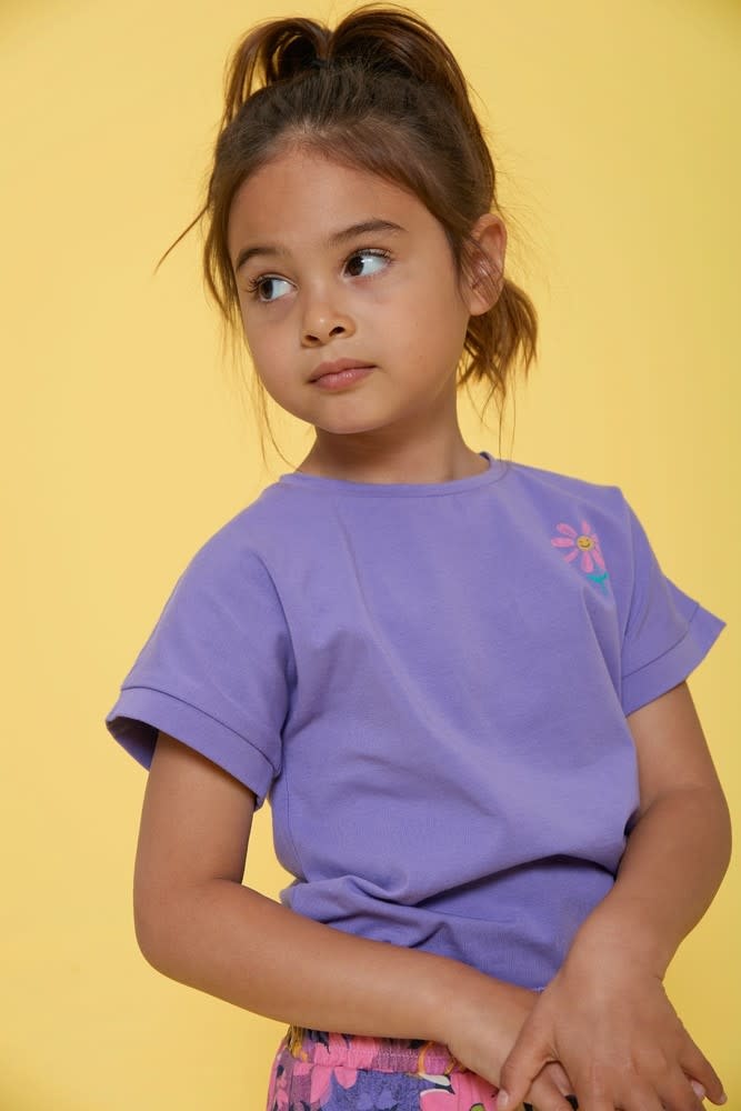 Jubel T-shirt met backprint Paars - Rolling in to Spring