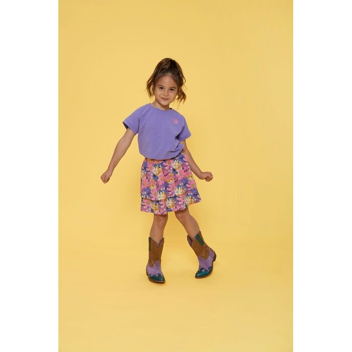 Jubel T-shirt met backprint Paars - Rolling in to Spring