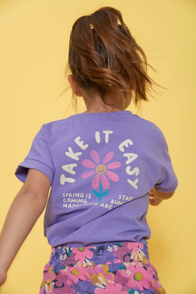Jubel T-shirt met backprint Paars - Rolling in to Spring