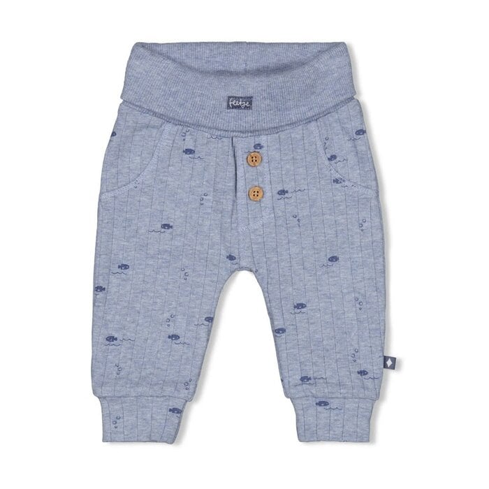 Feetje Broek rib AOP Blauw melange - Blue Ocean