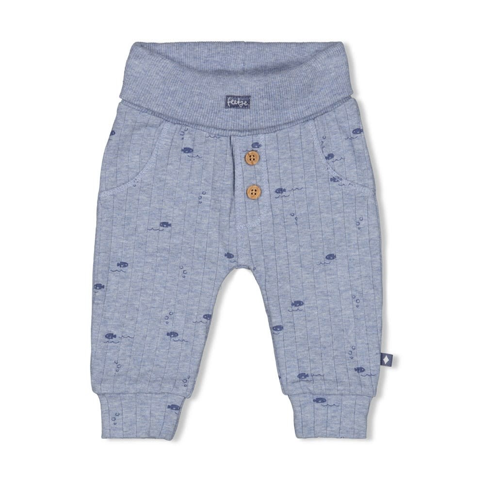 Feetje Broek rib AOP Blauw melange - Blue Ocean
