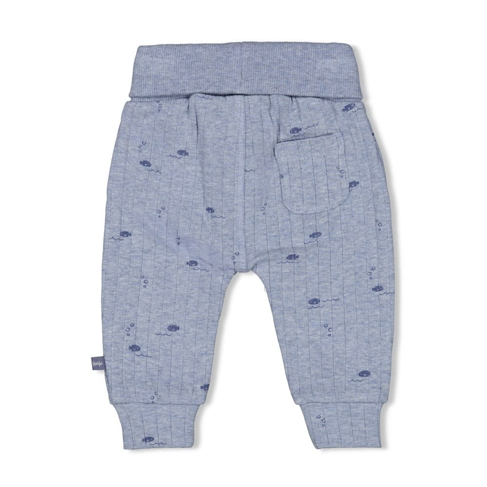 Feetje Broek rib AOP Blauw melange - Blue Ocean