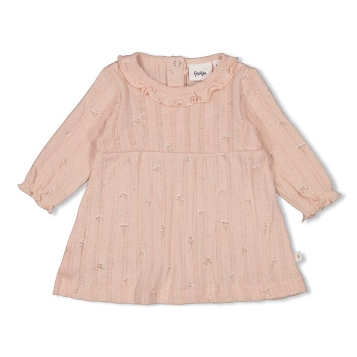 Feetje Jurk pointelle rib AOP l.Roze - Delicate Flower