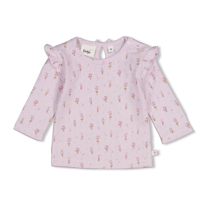 Feetje Longsleeve pointelle rib AOP Lila - Flower Ranch