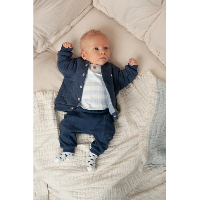 Feetje Longsleeve rib met streep Blauw - Blue Ocean