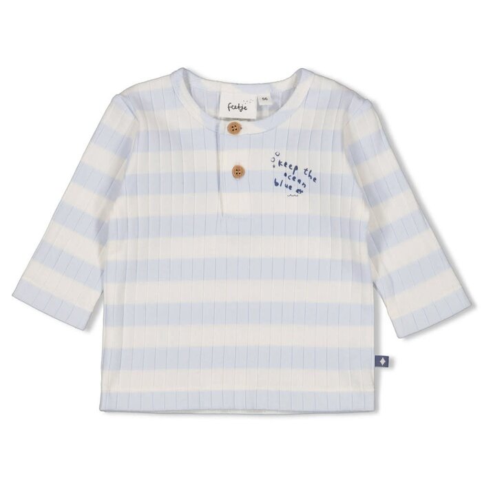 Feetje Longsleeve rib met streep Blauw - Blue Ocean