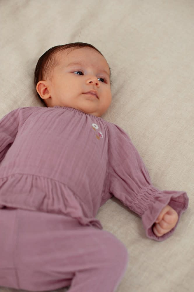Feetje Longsleeve ruches mousseline Violet - Flower Ranch