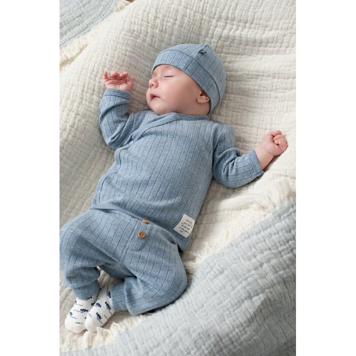 Feetje Mutsje rib Blauw melange - Blue Ocean