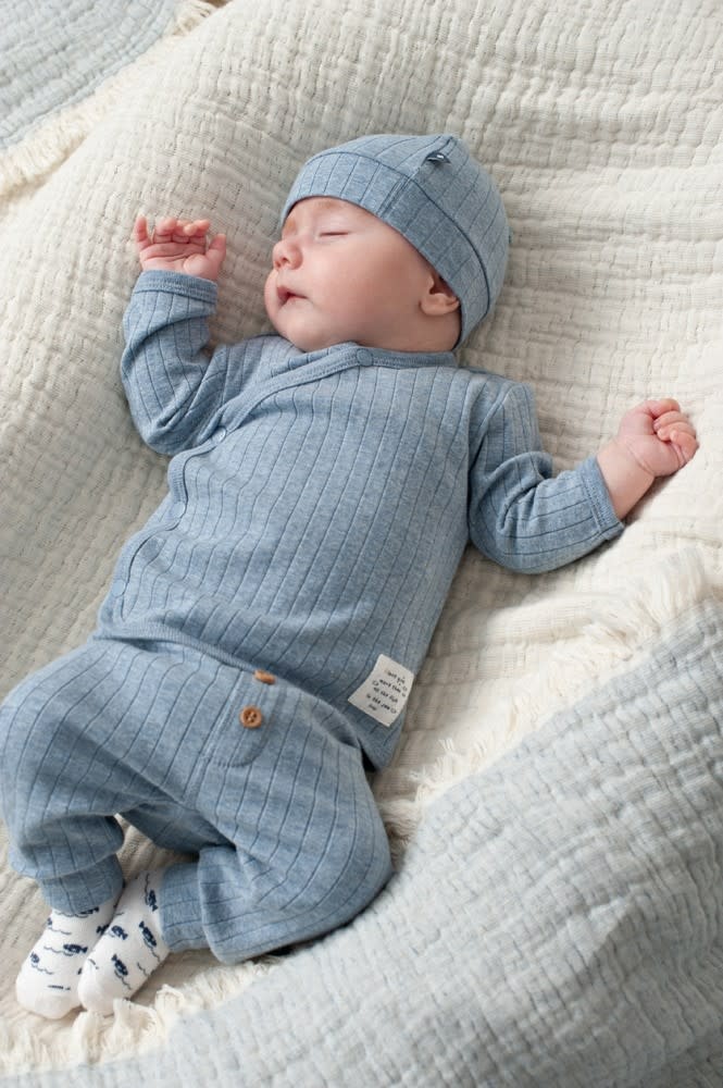 Feetje Overslagshirt rib Blauw melange - Blue Ocean